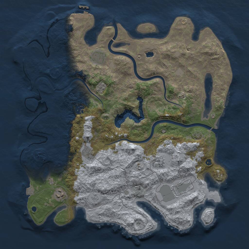 Rust Map: Procedural Map, Size: 4000, Seed: 841831329, 13 Monuments