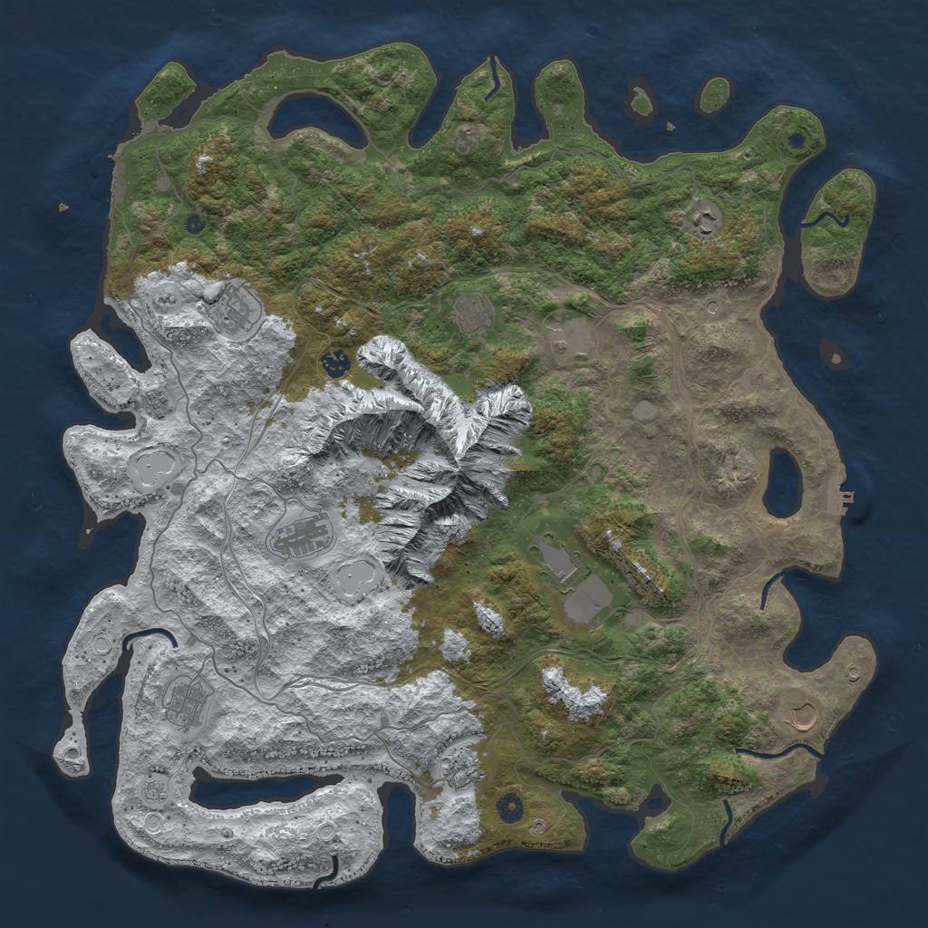Rust Map: Procedural Map, Size: 5000, Seed: 216587, 20 Monuments