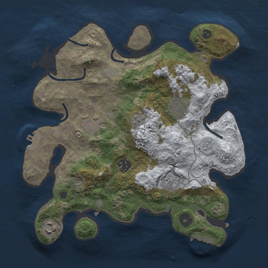 Rust Map: Procedural Map, Size: 3000, Seed: 1142314887, 15 Monuments