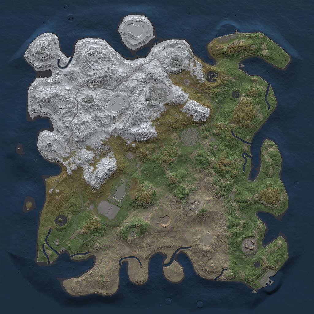 Rust Map: Procedural Map, Size: 4000, Seed: 465834, 17 Monuments