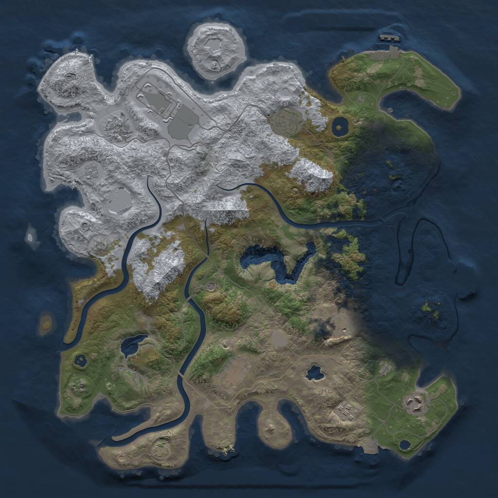Rust Map: Procedural Map, Size: 4000, Seed: 465834, 13 Monuments