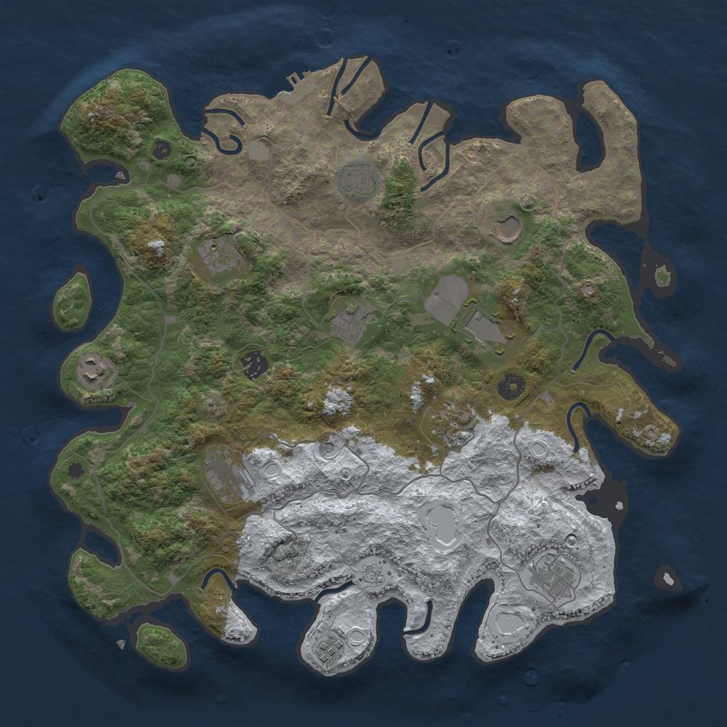 Rust Map: Procedural Map, Size: 4000, Seed: 23233, 19 Monuments