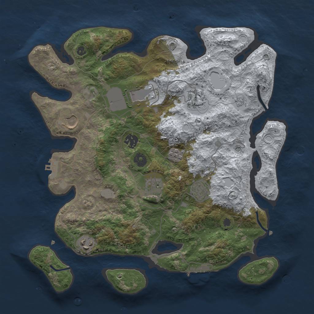 Rust Map: Procedural Map, Size: 3500, Seed: 717460, 17 Monuments
