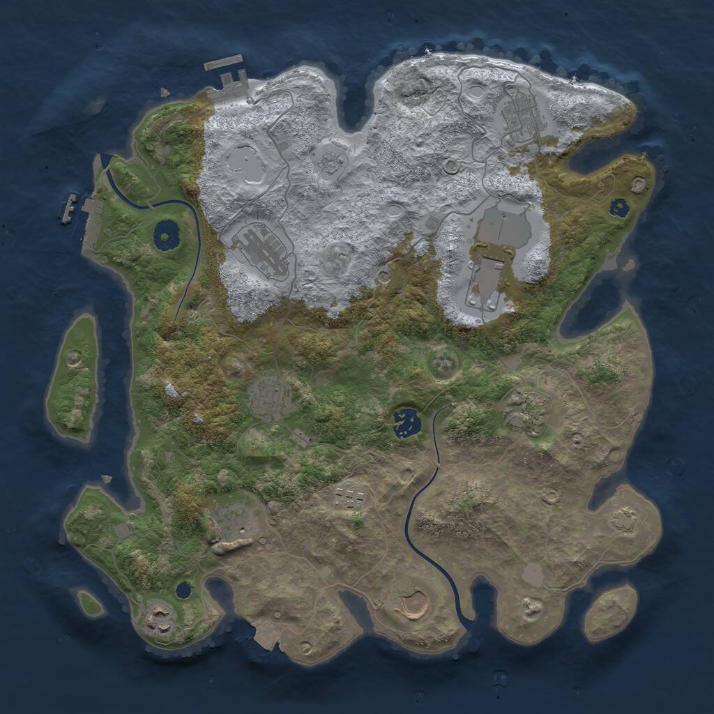 Rust Map: Procedural Map, Size: 3700, Seed: 357859497, 16 Monuments