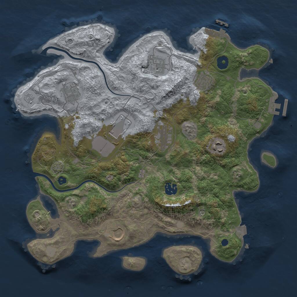 Rust Map: Procedural Map, Size: 3500, Seed: 888, 14 Monuments