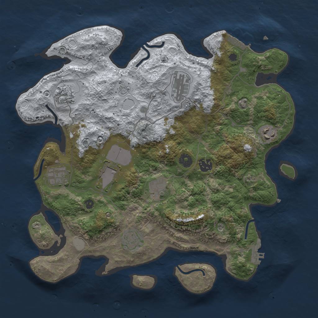 Rust Map: Procedural Map, Size: 3500, Seed: 888, 17 Monuments