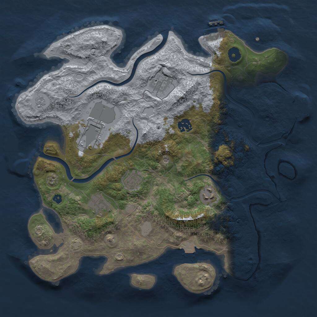 Rust Map: Procedural Map, Size: 3500, Seed: 888, 12 Monuments