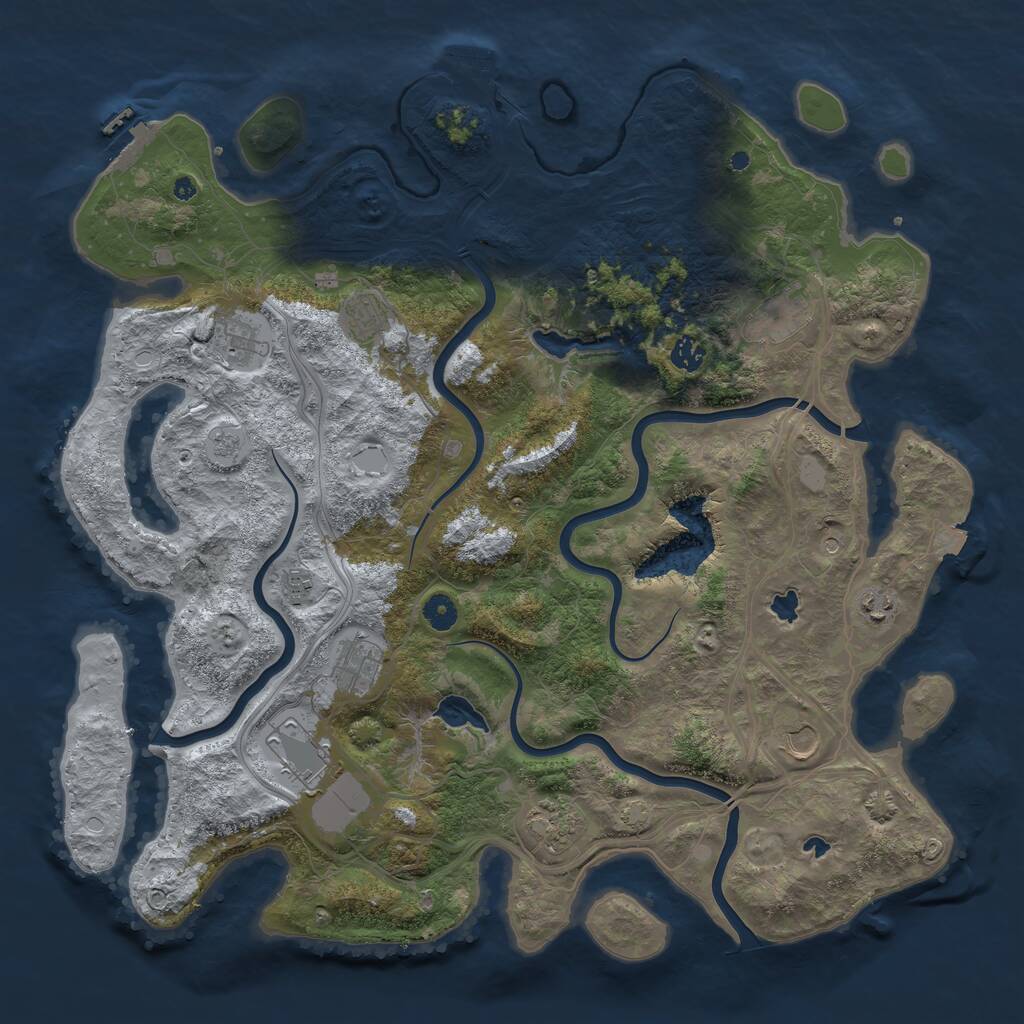 Rust Map: Procedural Map, Size: 4500, Seed: 476139, 16 Monuments