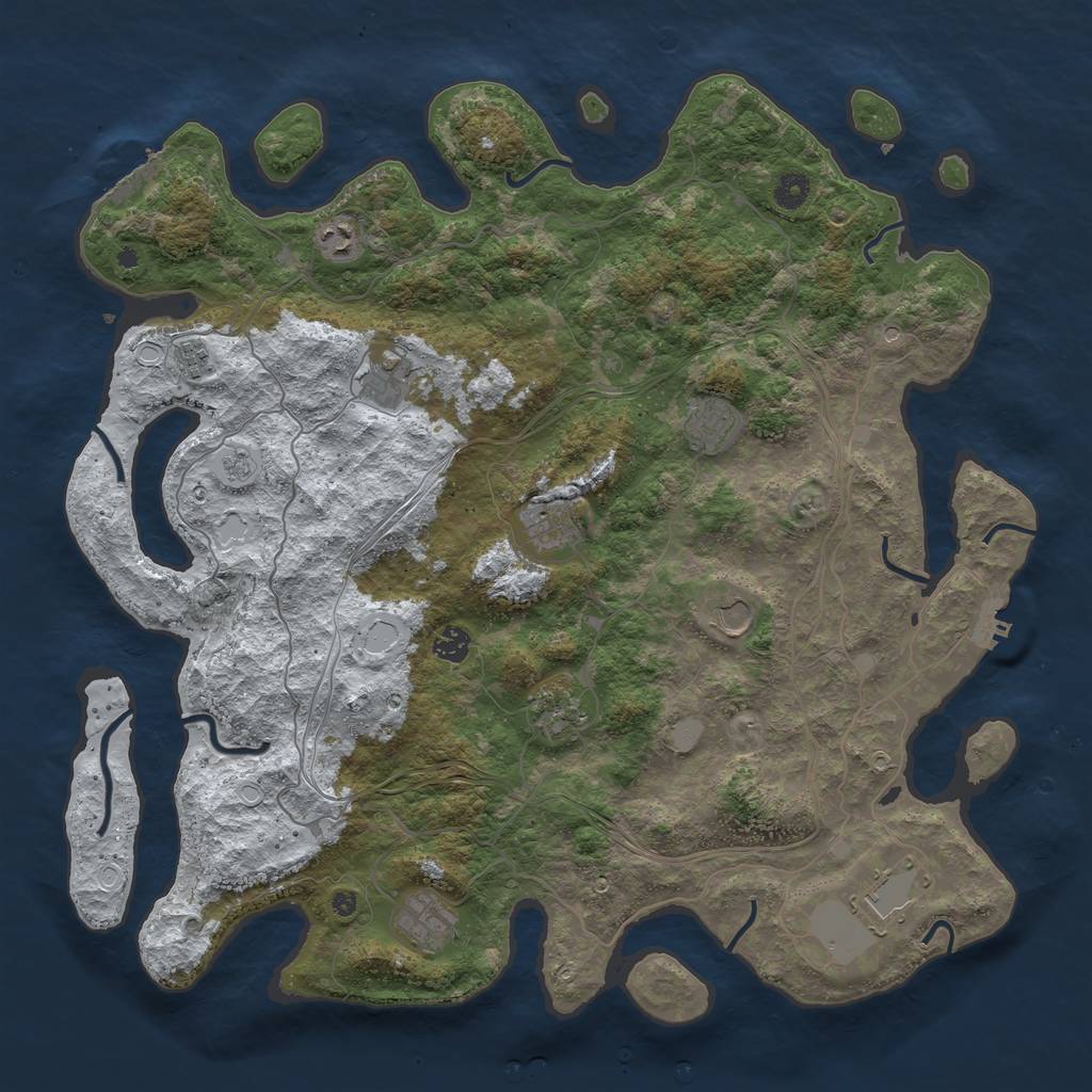 Rust Map: Procedural Map, Size: 4500, Seed: 476139, 19 Monuments