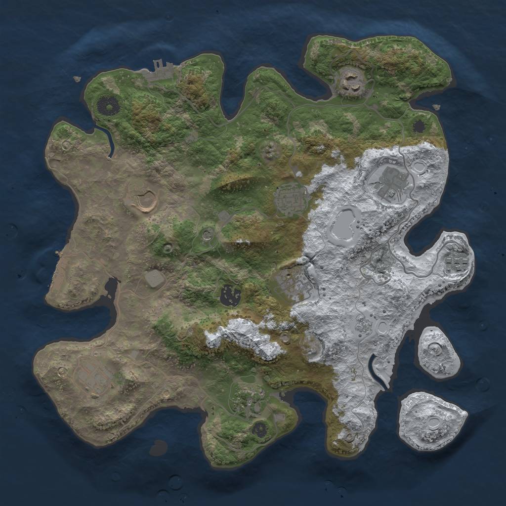 Rust Map: Procedural Map, Size: 3500, Seed: 1700015487, 18 Monuments