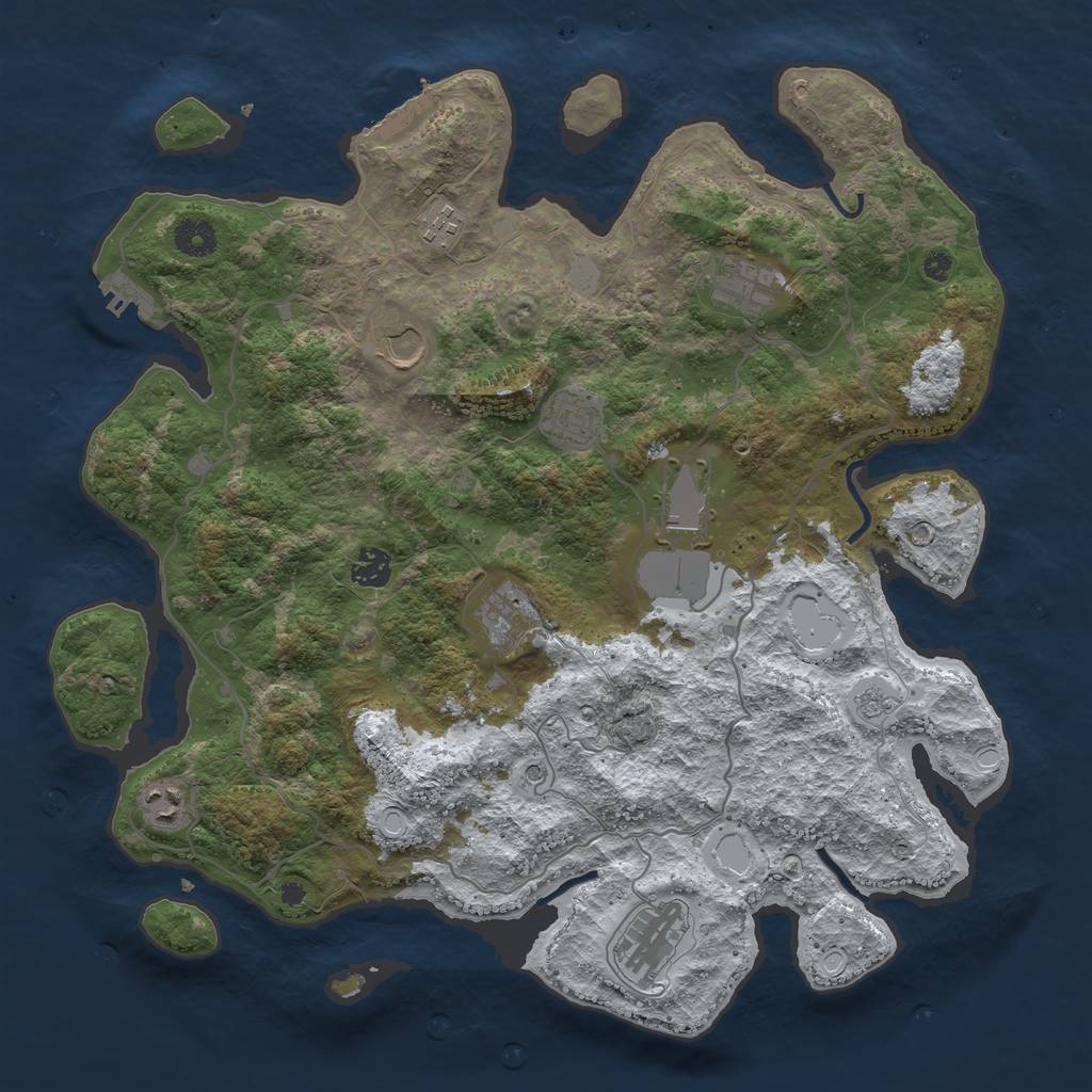 Rust Map: Procedural Map, Size: 4000, Seed: 575693, 18 Monuments