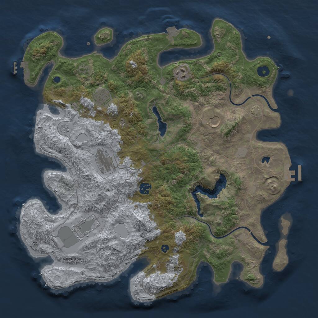 Rust Map: Procedural Map, Size: 4000, Seed: 536578, 13 Monuments