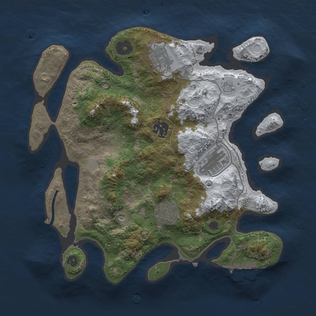 Rust Map: Procedural Map, Size: 3000, Seed: 119933560, 12 Monuments