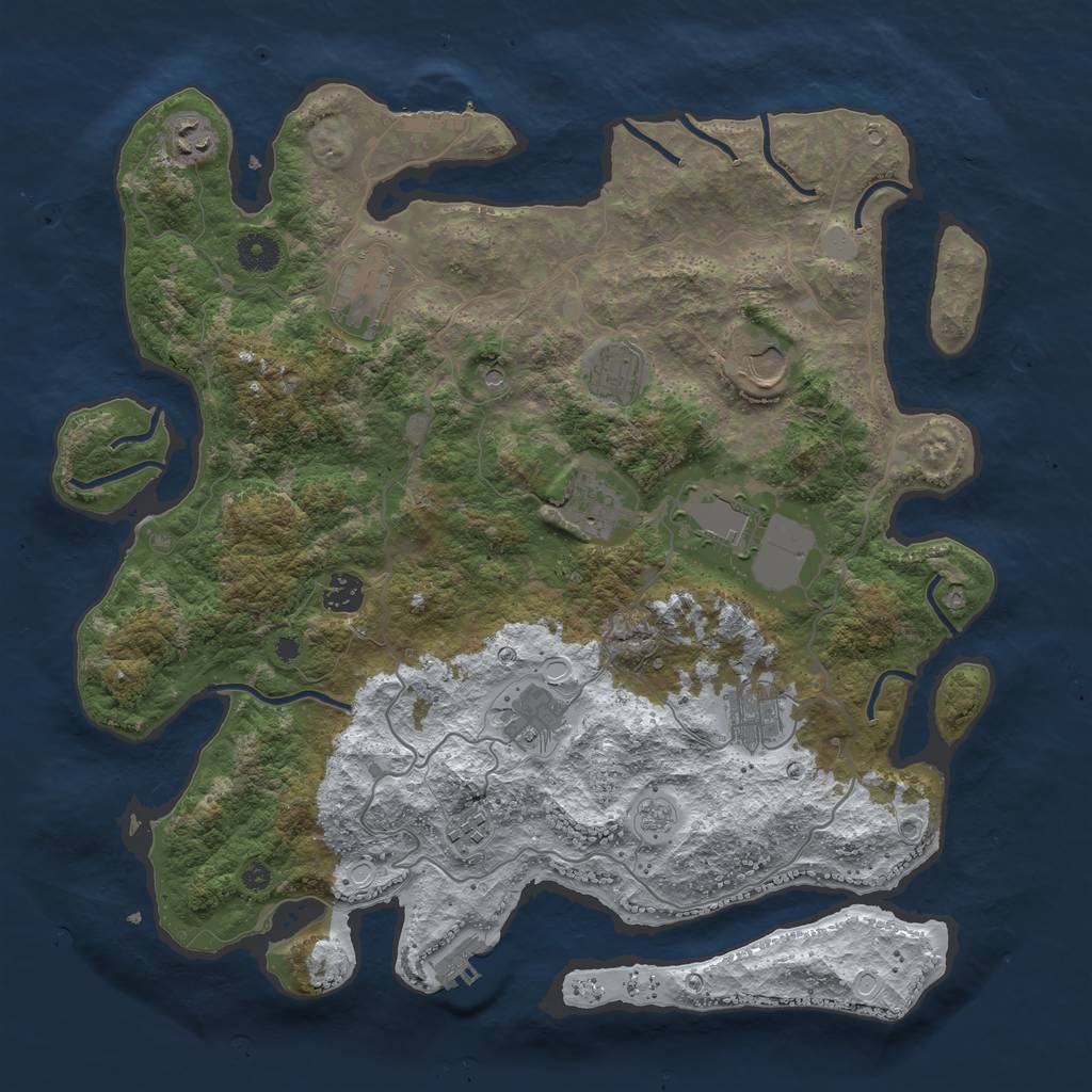 Rust Map: Procedural Map, Size: 4000, Seed: 331516, 19 Monuments