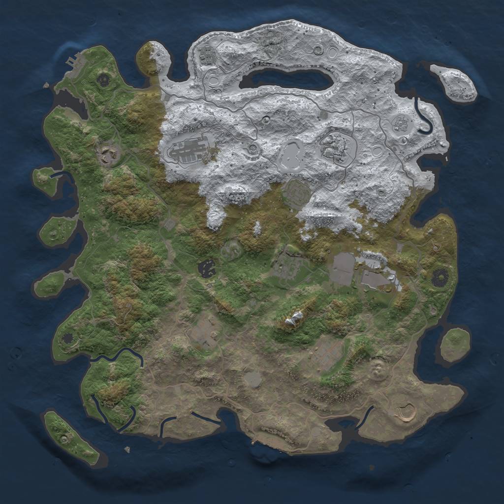 Rust Map: Procedural Map, Size: 4100, Seed: 35762, 20 Monuments