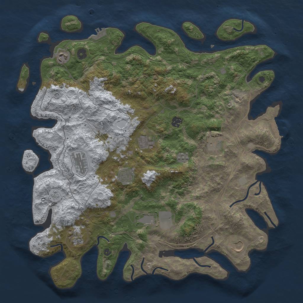 Rust Map: Procedural Map, Size: 4300, Seed: 65026651, 19 Monuments