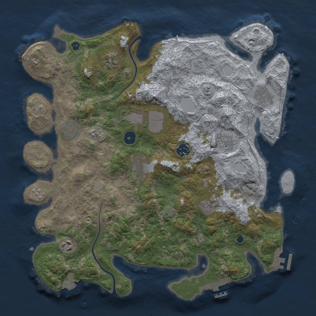 Rust Map: Procedural Map, Size: 3850, Seed: 157780600, 16 Monuments