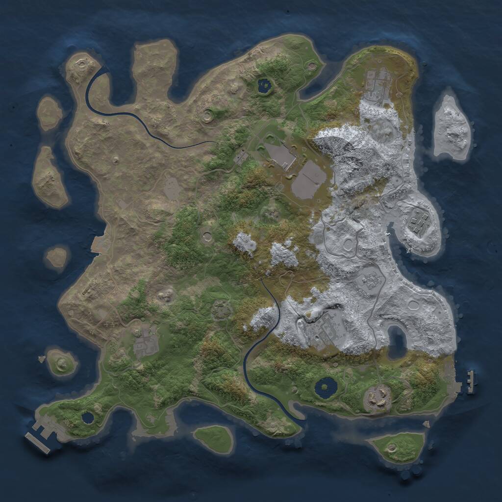 Rust Map: Procedural Map, Size: 3500, Seed: 162726992, 12 Monuments