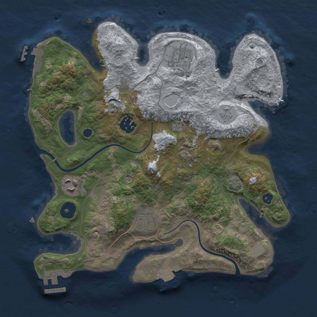 Rust Map: Procedural Map, Size: 3000, Seed: 2004676766, 11 Monuments