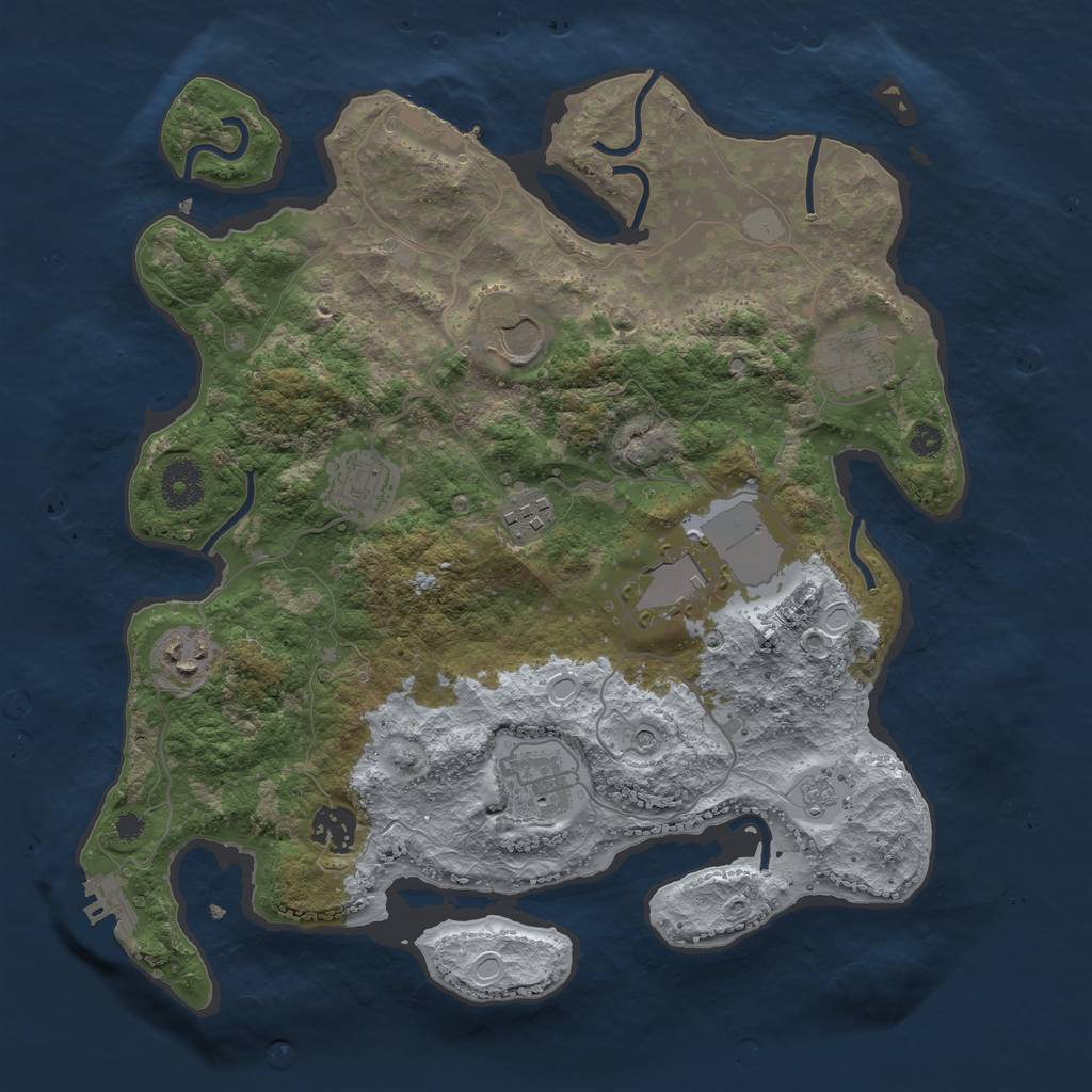 Rust Map: Procedural Map, Size: 3500, Seed: 664378381, 17 Monuments