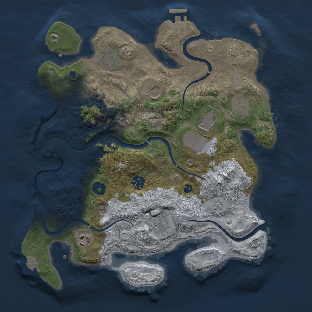 Rust Map: Procedural Map, Size: 3500, Seed: 664378381, 13 Monuments