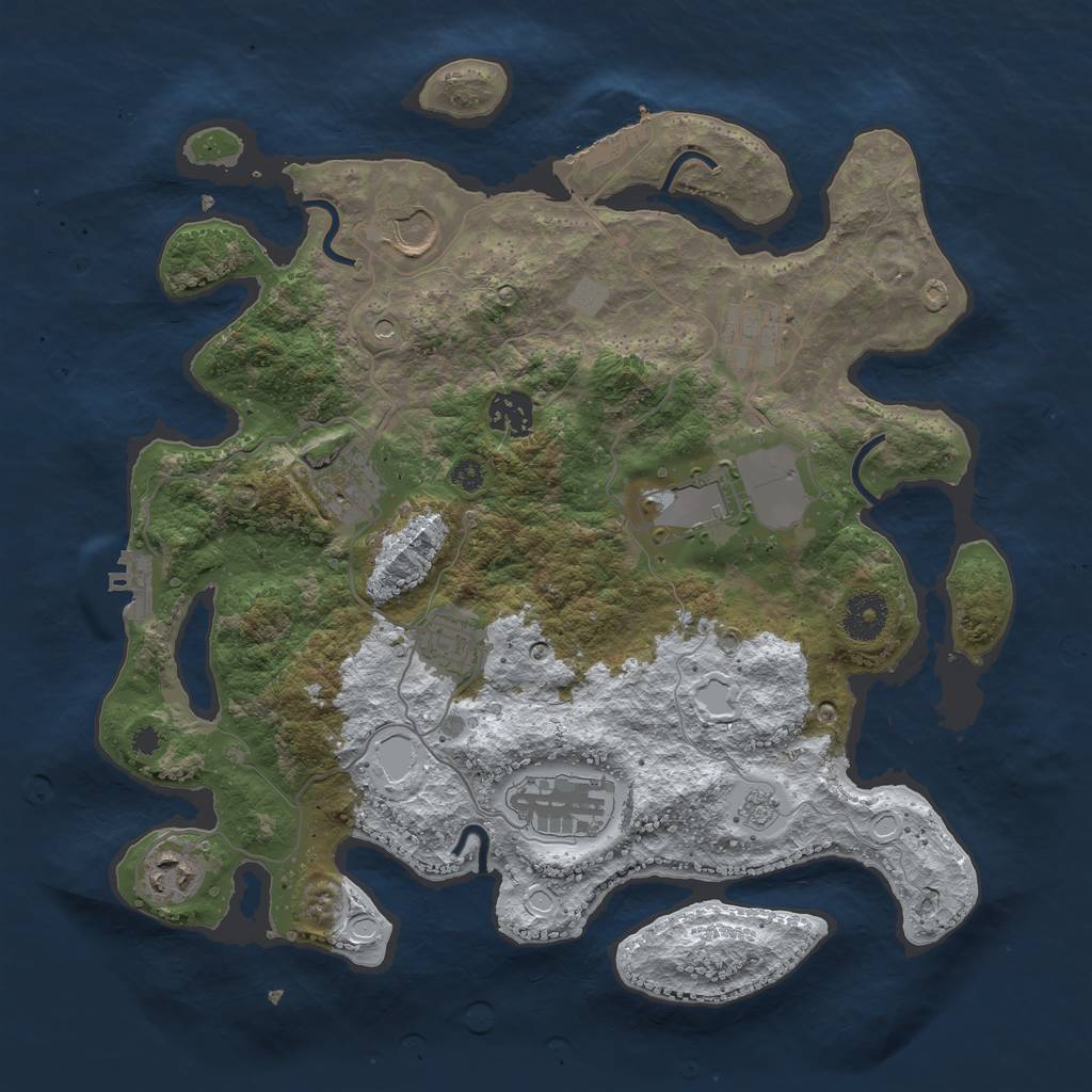 Rust Map: Procedural Map, Size: 3500, Seed: 678532357, 17 Monuments