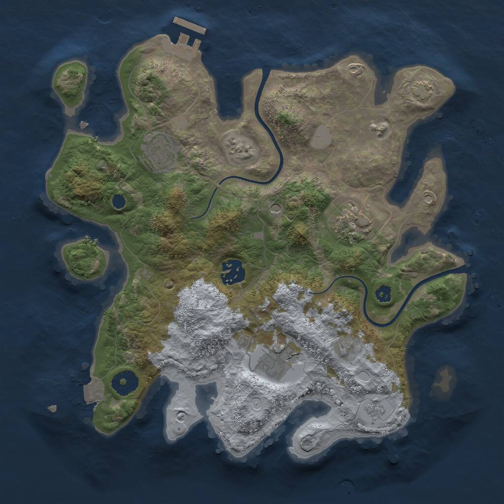 Rust Map: Procedural Map, Size: 3000, Seed: 237230583, 9 Monuments