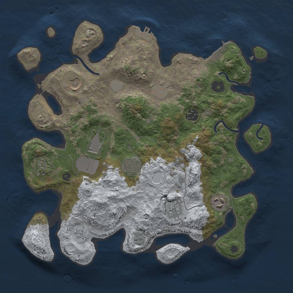 Rust Map: Procedural Map, Size: 3500, Seed: 1741776519, 18 Monuments