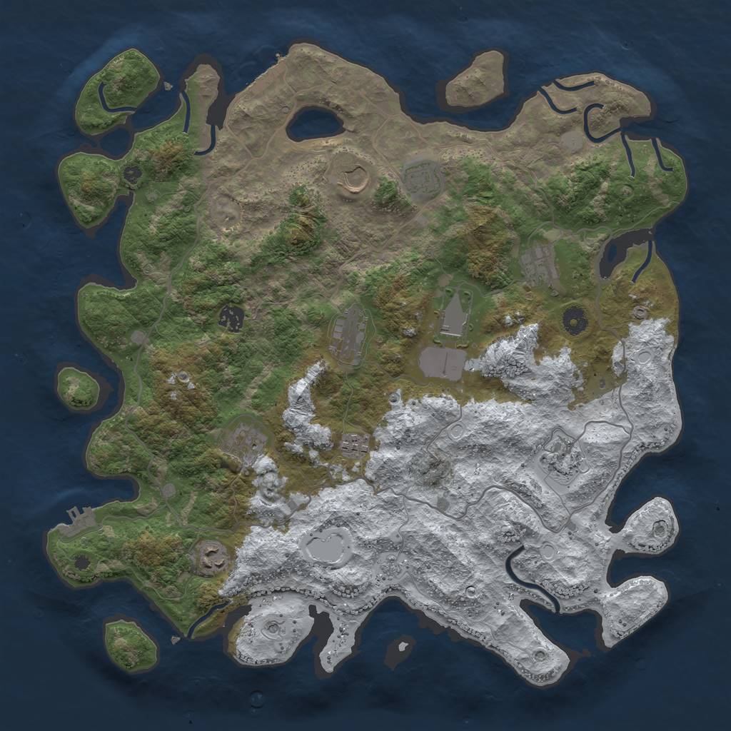 Rust Map: Procedural Map, Size: 4169, Seed: 205, 19 Monuments