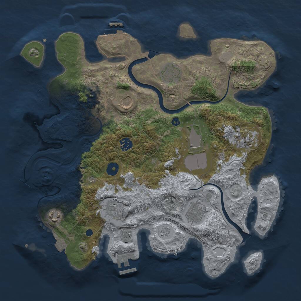 Rust Map: Procedural Map, Size: 3500, Seed: 1118612306, 15 Monuments