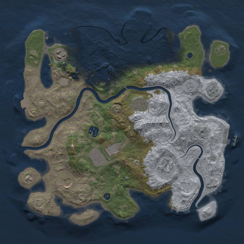 Rust Map: Procedural Map, Size: 3500, Seed: 24672296, 14 Monuments