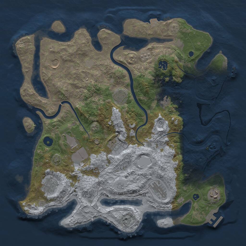 Rust Map: Procedural Map, Size: 3850, Seed: 158241634, 16 Monuments