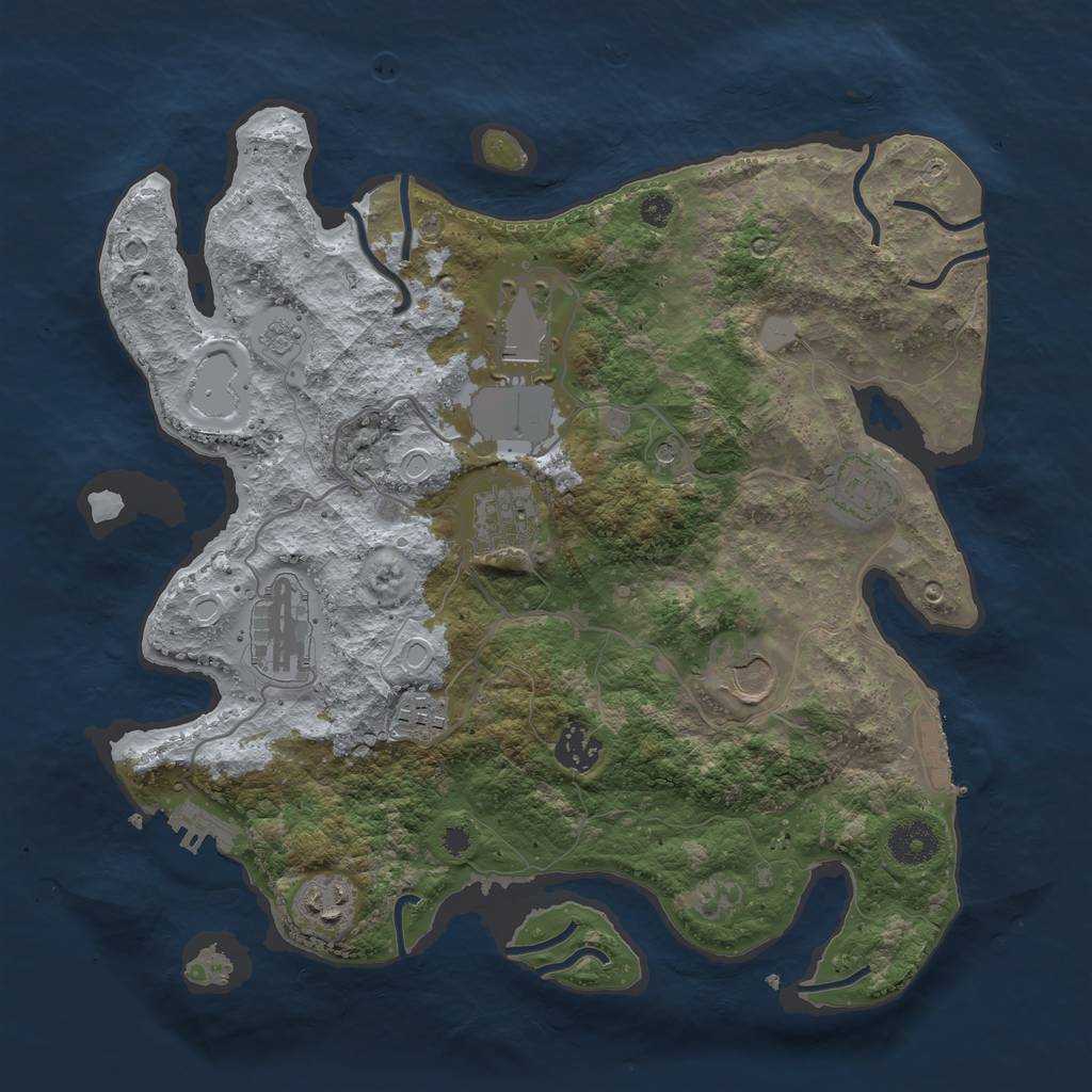 Rust Map: Procedural Map, Size: 3500, Seed: 2684155, 17 Monuments