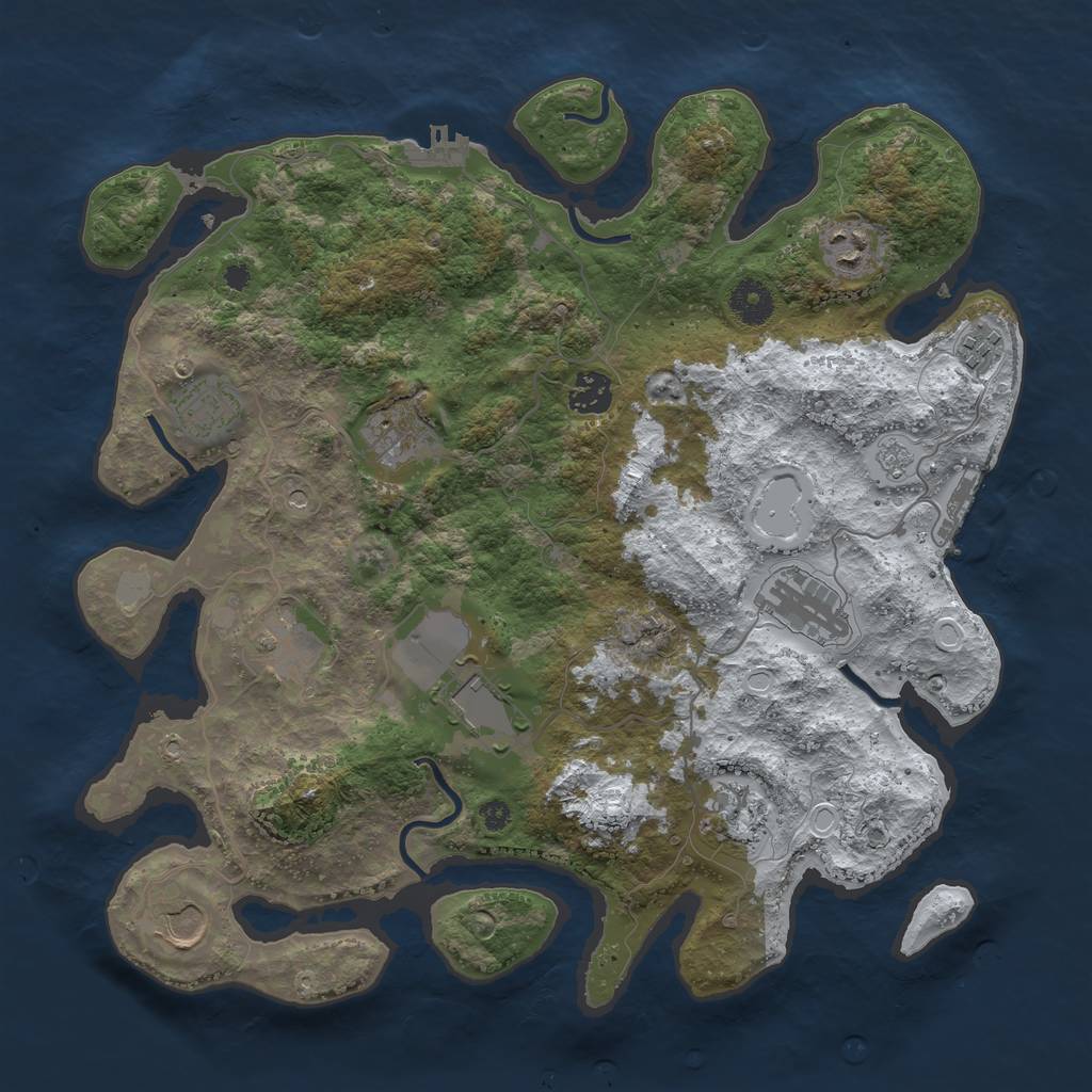Rust Map: Procedural Map, Size: 3700, Seed: 1854383734, 19 Monuments