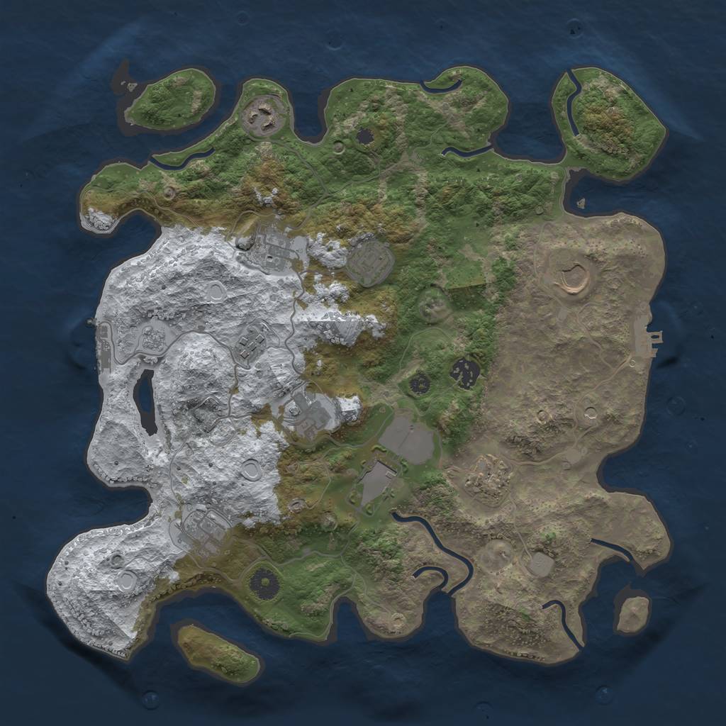 Rust Map: Procedural Map, Size: 3700, Seed: 1321021171, 19 Monuments