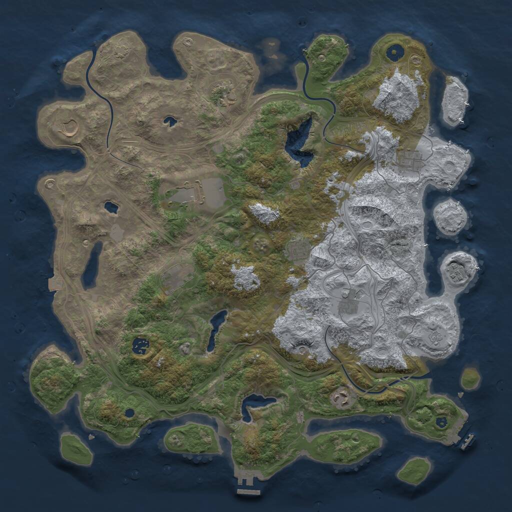Rust Map: Procedural Map, Size: 4500, Seed: 578401595, 16 Monuments