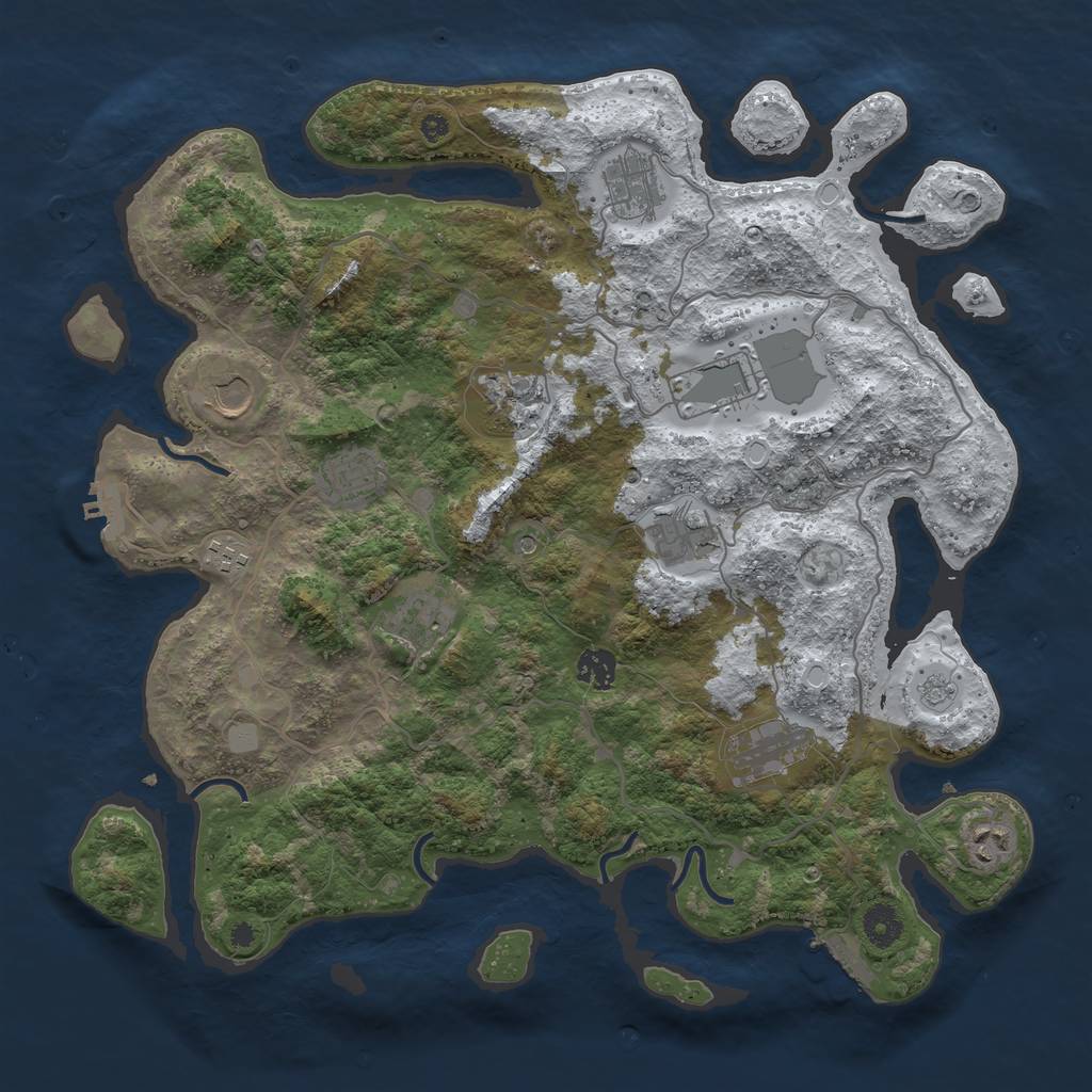Rust Map: Procedural Map, Size: 4000, Seed: 7427272, 20 Monuments