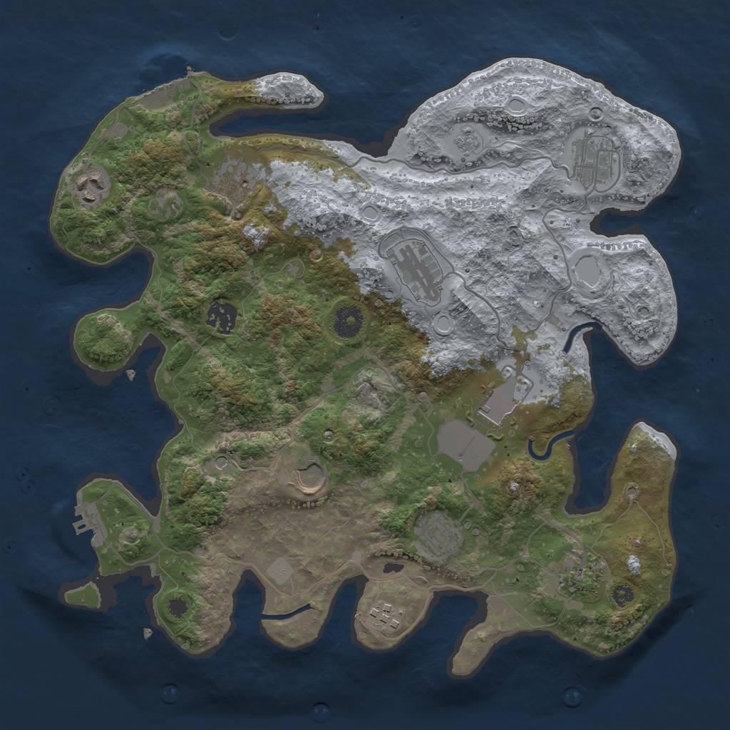 Rust Map: Procedural Map, Size: 3500, Seed: 802017377, 19 Monuments