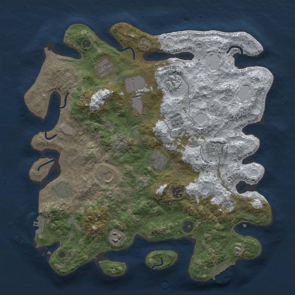Rust Map: Procedural Map, Size: 3850, Seed: 646069039, 19 Monuments