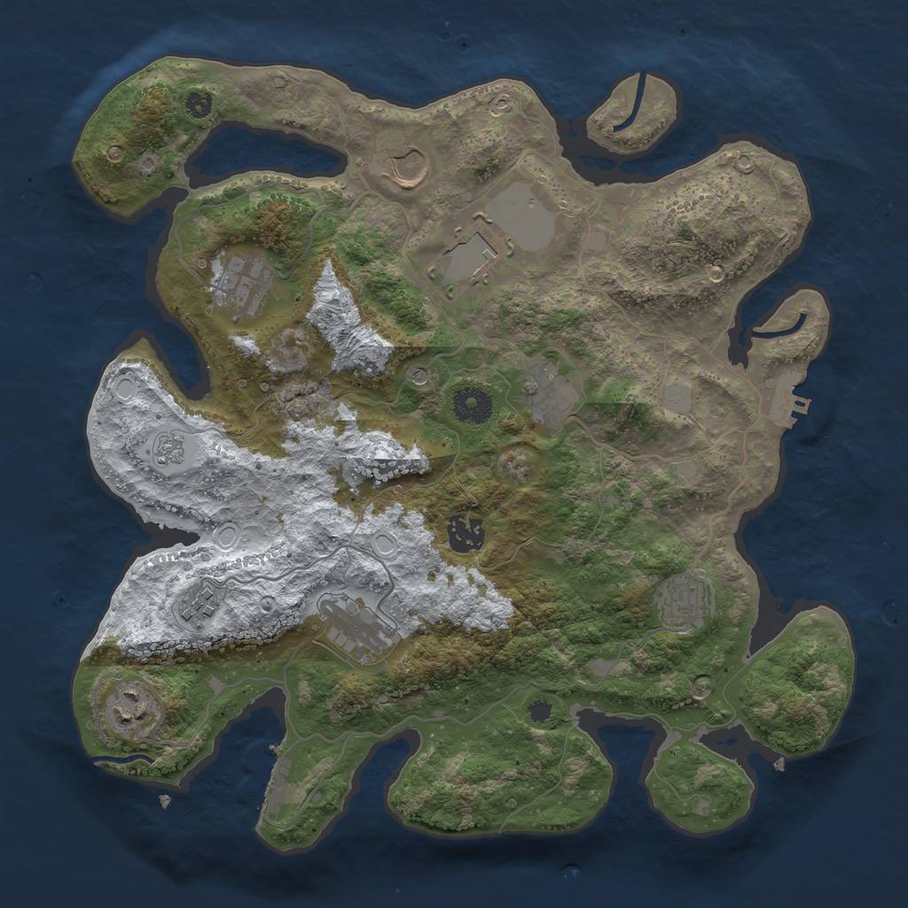 Rust Map: Procedural Map, Size: 3500, Seed: 513772796, 18 Monuments