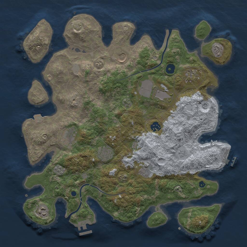 Rust Map: Procedural Map, Size: 3850, Seed: 129989541, 15 Monuments
