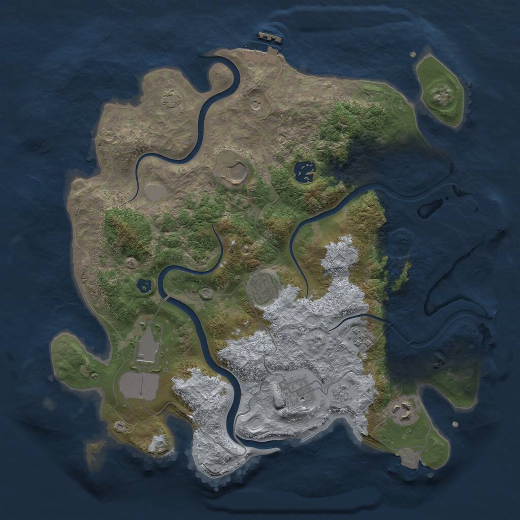 Rust Map: Procedural Map, Size: 3500, Seed: 1468467054, 13 Monuments