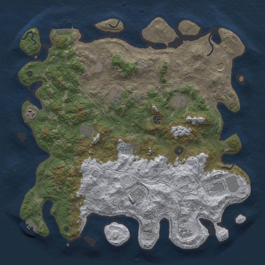 Rust Map: Procedural Map, Size: 4500, Seed: 700127488, 20 Monuments