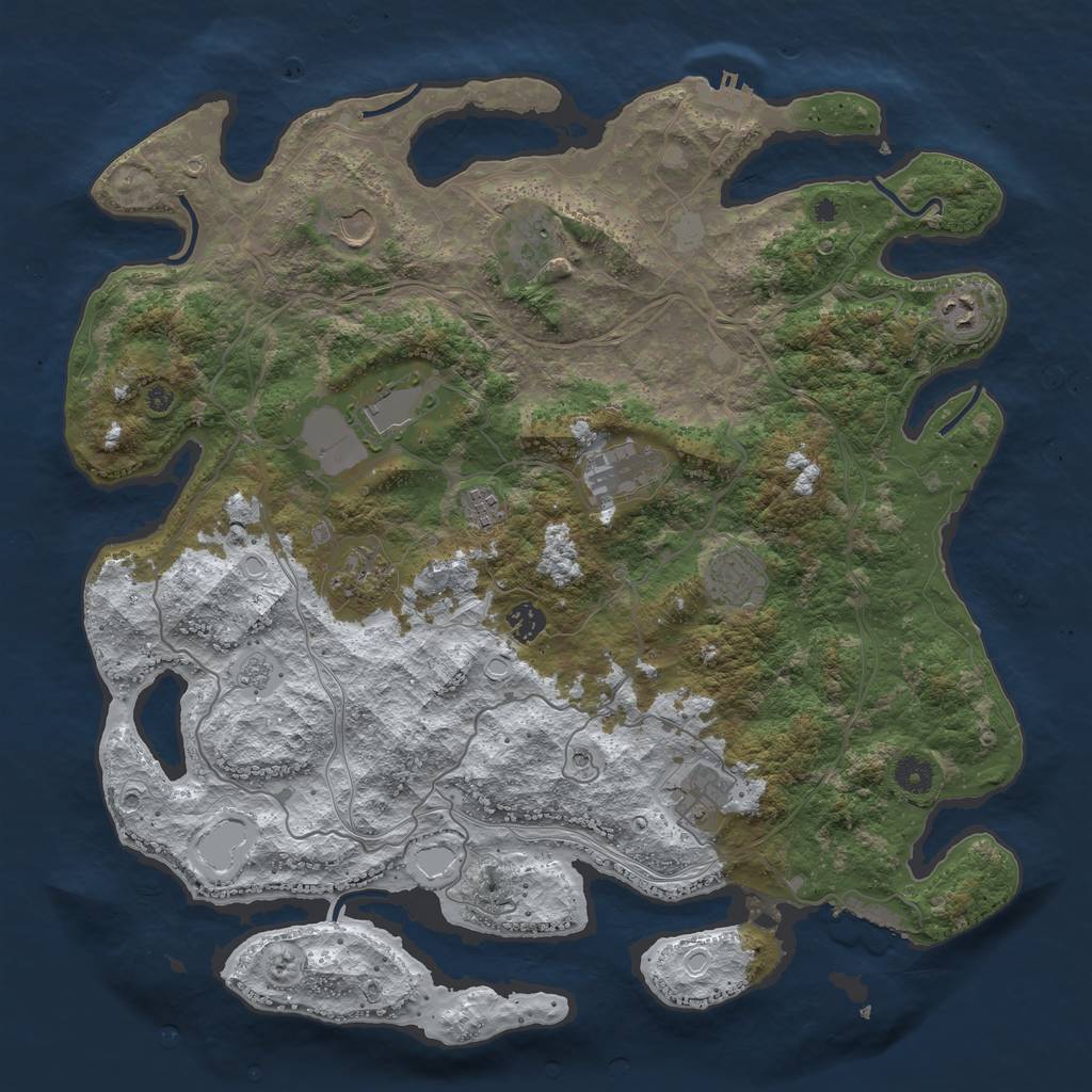 Rust Map: Procedural Map, Size: 4250, Seed: 591953302, 19 Monuments