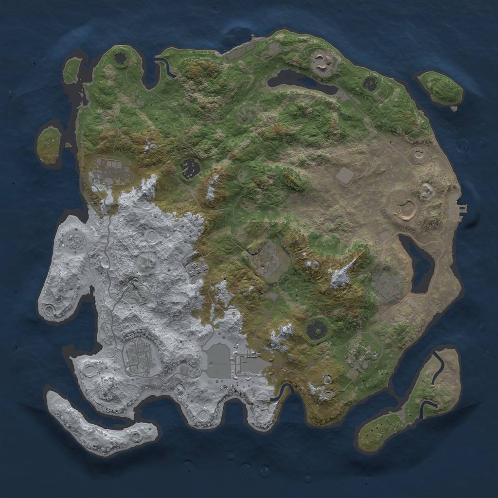 Rust Map: Procedural Map, Size: 3800, Seed: 1849854102, 19 Monuments