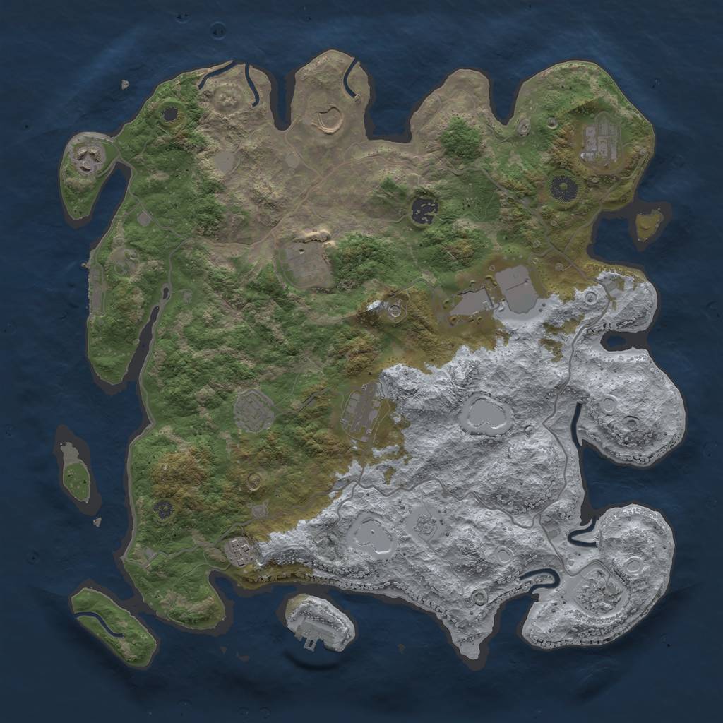 Rust Map: Procedural Map, Size: 4050, Seed: 8627391, 19 Monuments