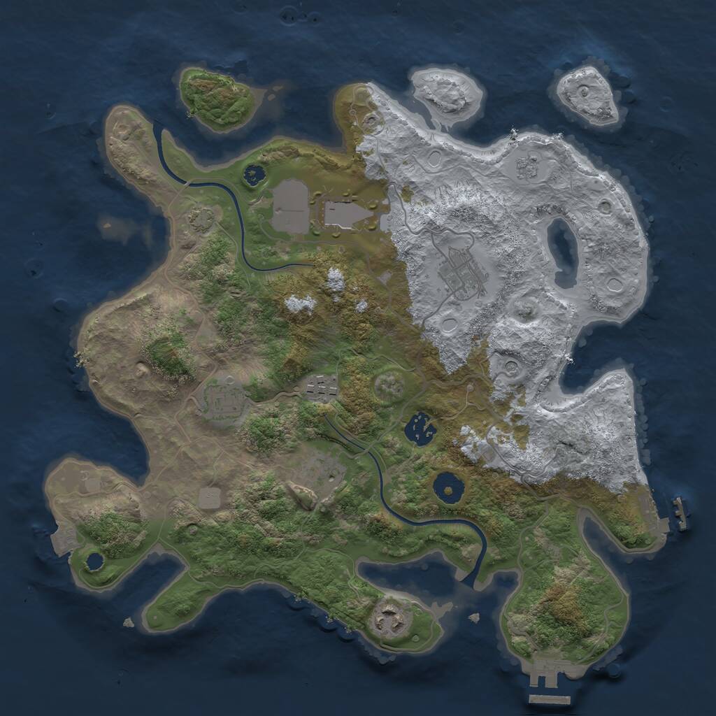 Rust Map: Procedural Map, Size: 3500, Seed: 1240431849, 13 Monuments