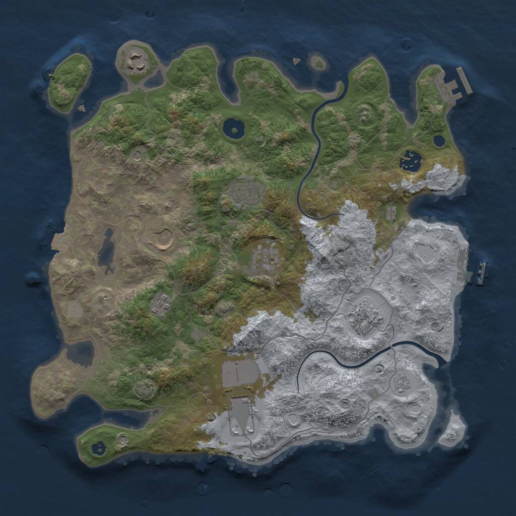 Rust Map: Procedural Map, Size: 3600, Seed: 125885, 14 Monuments