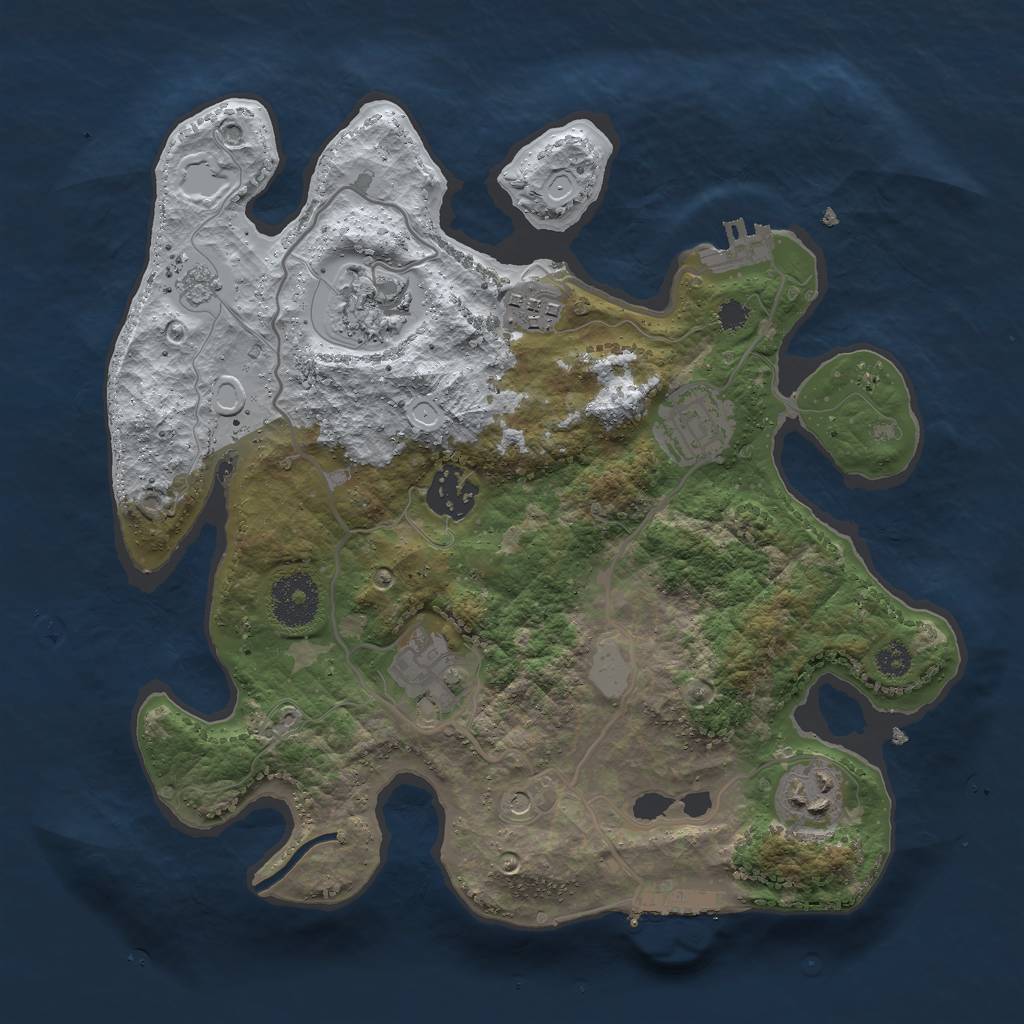 Rust Map: Procedural Map, Size: 3000, Seed: 1271301260, 15 Monuments