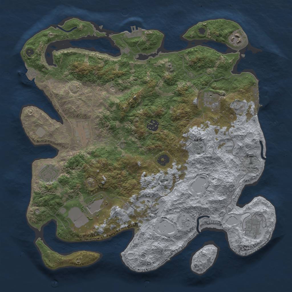 Rust Map: Procedural Map, Size: 3750, Seed: 964802783, 17 Monuments